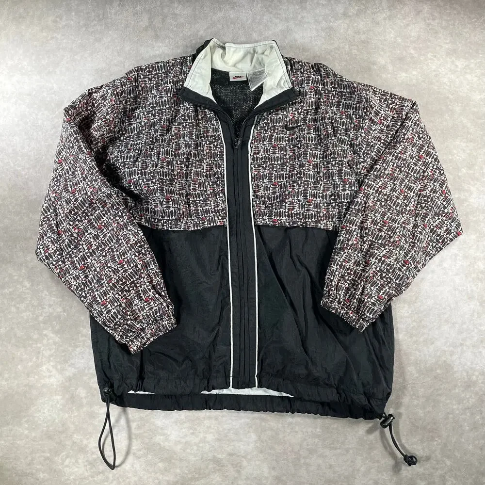 Vintage 90’s Women’s Nike Embroidered Pattern Full Zip Windbreaker Jacket
